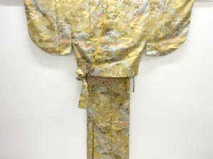 未使用品　流水に草花模様二部式小紋着物